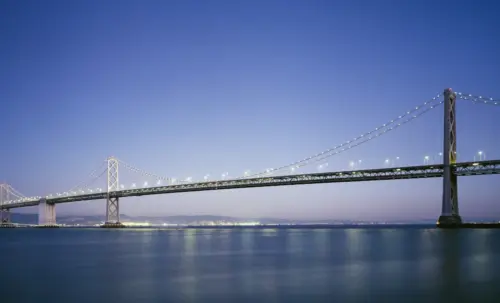 Bridge with twinkling lights