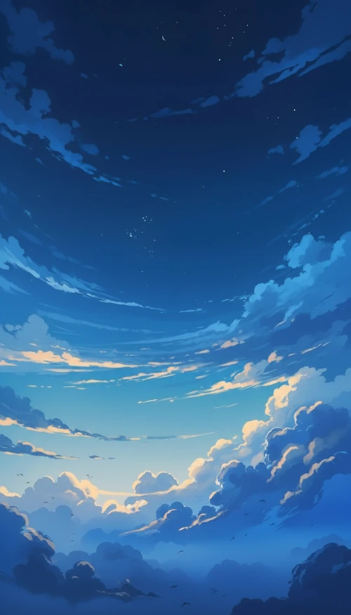 Anime-style sky and clouds