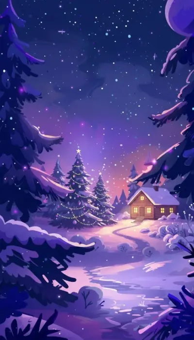 illustration cabane de noel fonds d’écran HD 4K pour téléphone