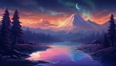 Montagne Sous les Étoiles paysage fantastique