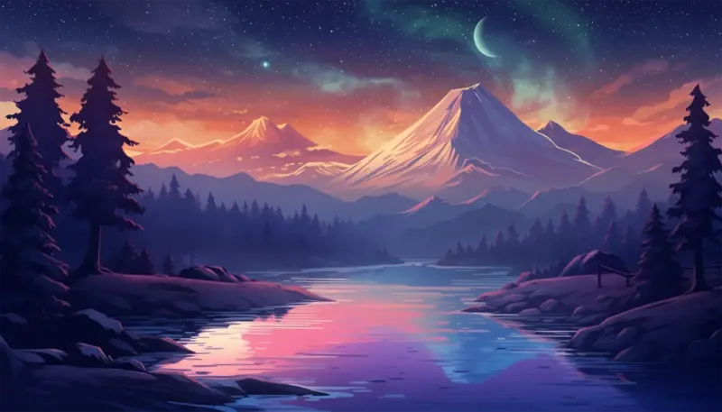 Mountain Under the Stars, a fantastic landscape