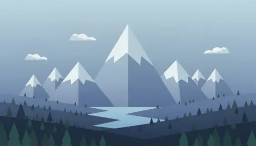 Minimalist mountain blue illustration wallpaper HD 4K for desktop