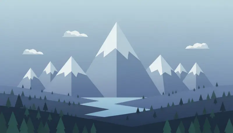 Illustration minimaliste de montagne bleu