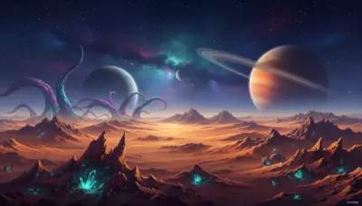 Paysage fantastique de planètes