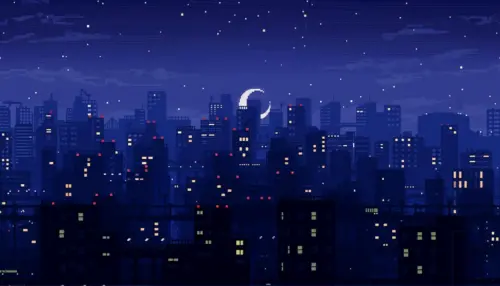 City in the Night pixel art