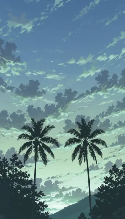 Illustration de palmier paysage bleu