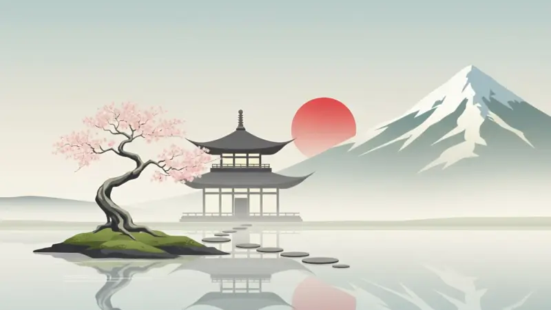 Minimalist Japanese landscape
