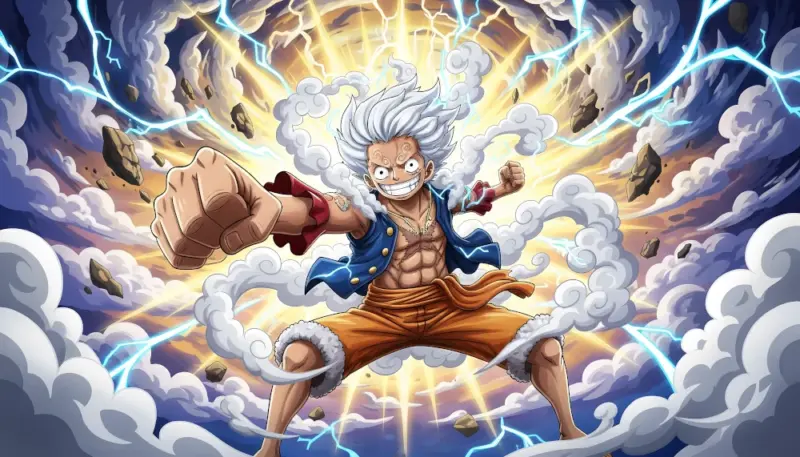 One piece Luffy Gear 5 énergie et foudre