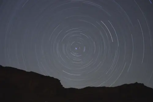Star trails in the night sky