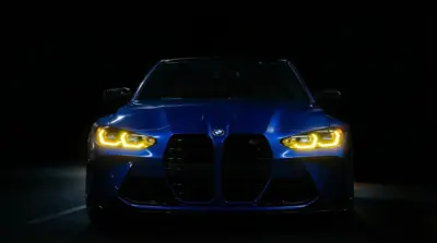 Blue BMW M3 headlight