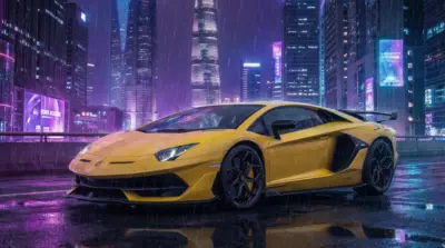 Lamborghini Aventador futuristic city