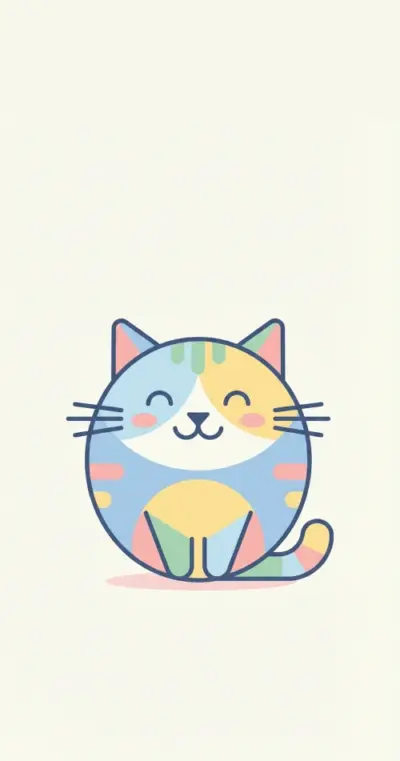 Chat coloré et minimaliste