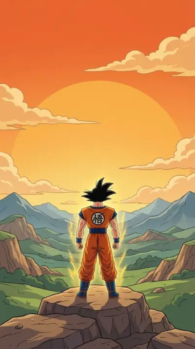 Personnage Son Goku coucher de soleil