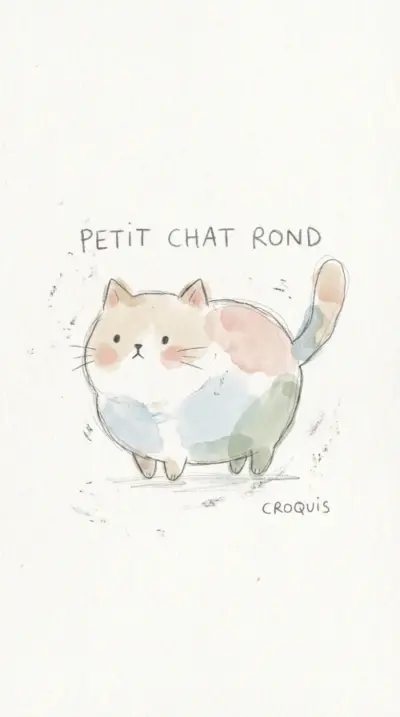 Le petit chat rond dessin