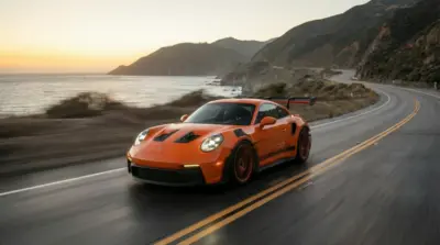 Porsche 911 gt3 RS orange landscape