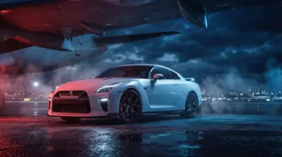 Nissan GT-R and airplane