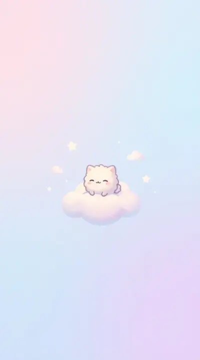 kawaii chat sur nuage