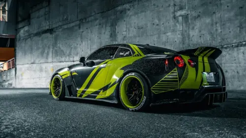 Nissan GT-R tuning green and black wallpaper HD 4K for desktop