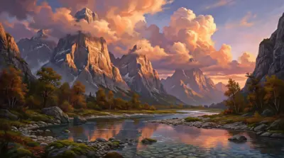 Realistic mountain landscape