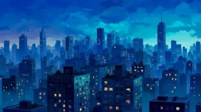 Ville urbaine dans la nuit