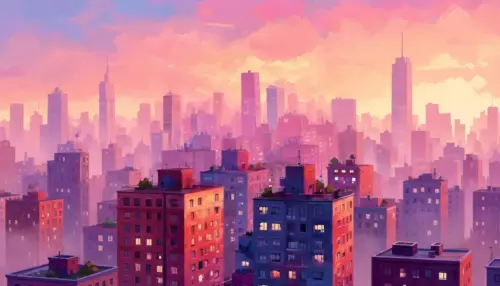 Urban city at sunset wallpaper HD 4K for desktop