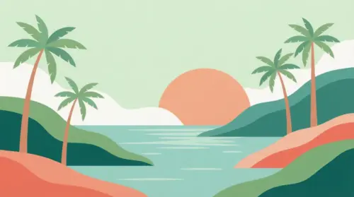 Minimalist tropical landscape