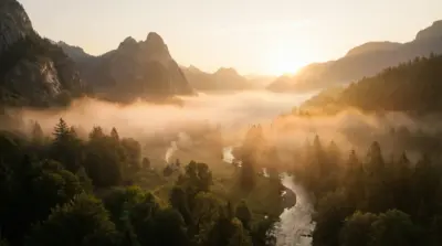 Mountain and river landscape