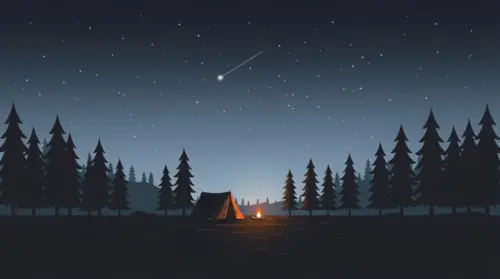 Minimalist forest campsite wallpaper HD 4K for desktop