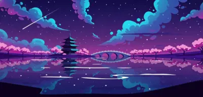 Purple Japanese Landscape