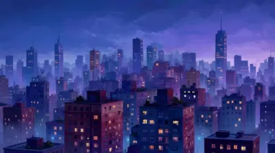 Ville urbaine dans l'obscurité