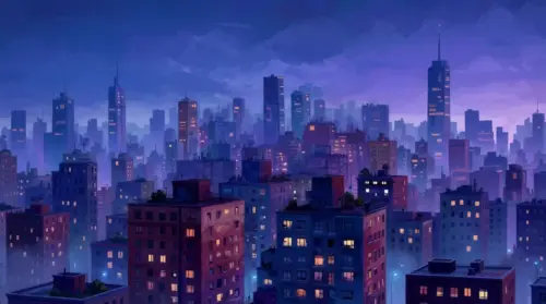 Urban city in the dark