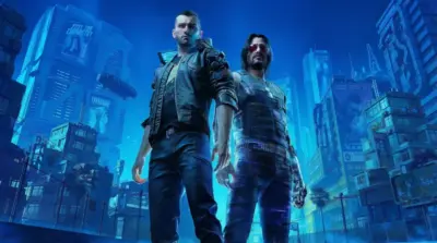 Cyberpunk 2077 blue background
