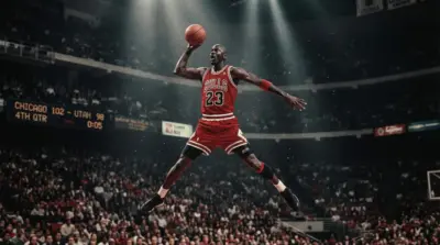 Michael Jordan mid-dunk