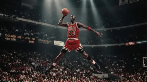 Michael Jordan mid-dunk wallpaper HD 4K for desktop