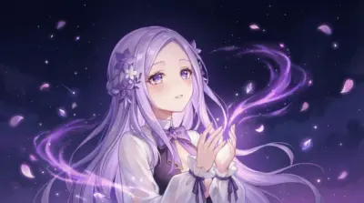 Anime Girl Fantasy Purple