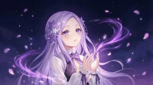 Anime Girl Fantasy Purple wallpaper HD 4K for desktop
