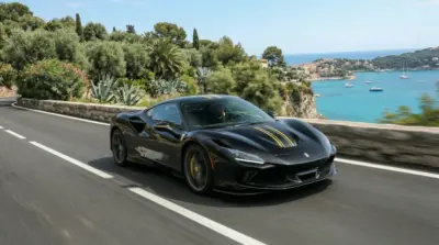 Black Ferrari Mediterranean coastal road