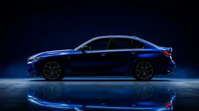 Blue BMW M3 studio profile