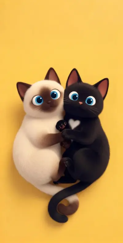 Deux petit chat 3D mignon