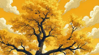 Illustration of a yellow autumn tree