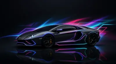 Lamborghini aventador neon cyberpunk