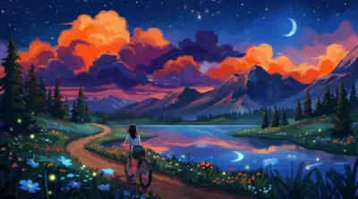 Paysage Fantaisie au Crépuscule