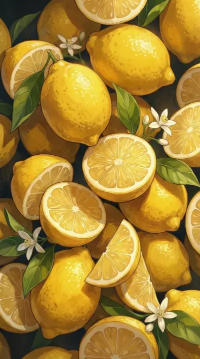 Motif citron jaune illustré