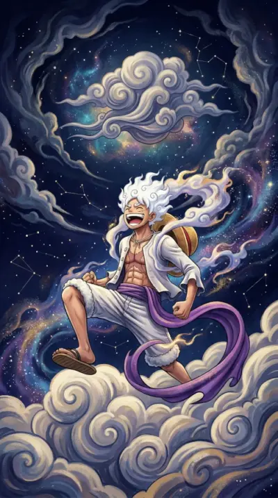 Luffy de one piece dans les nuages