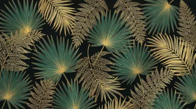 Luxury gold tropical leaf pattern