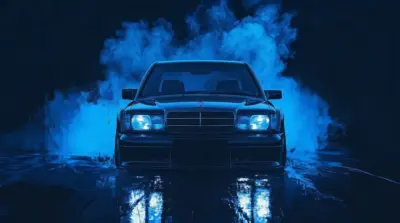 Mercedes-Benz classique fumée bleue illustration fonds d’écran HD 4K pour ordinateur