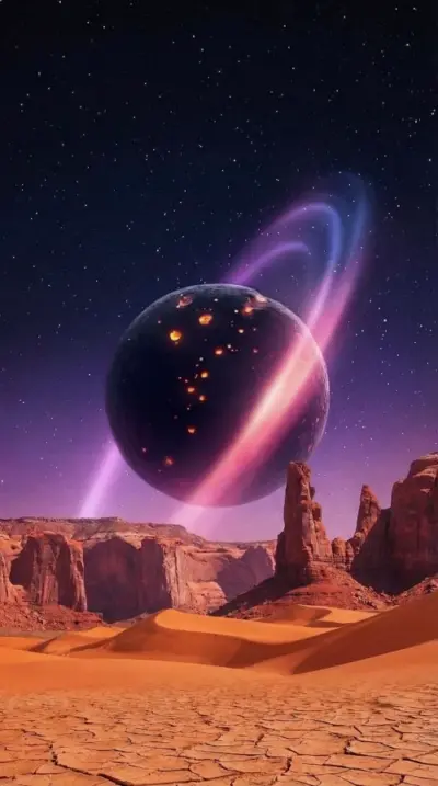 Planète mystérieuse dans le désert