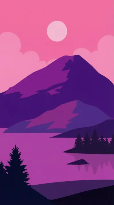 Paysage montagne rose et violet