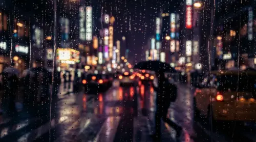 City in the rain