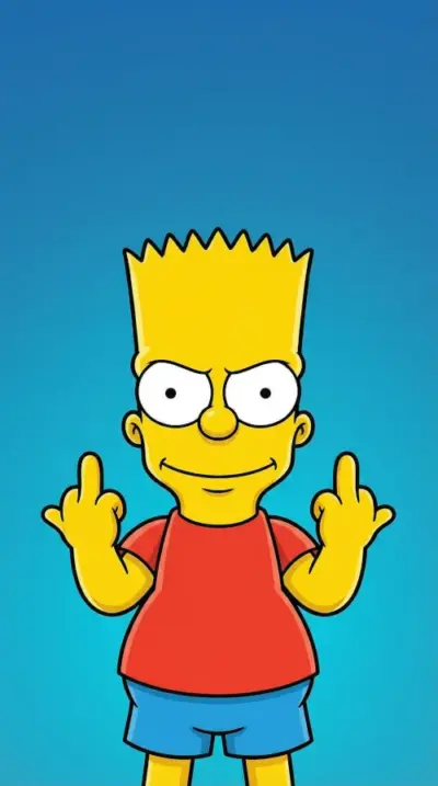 Bart Simpson cartoon fond bleu humour